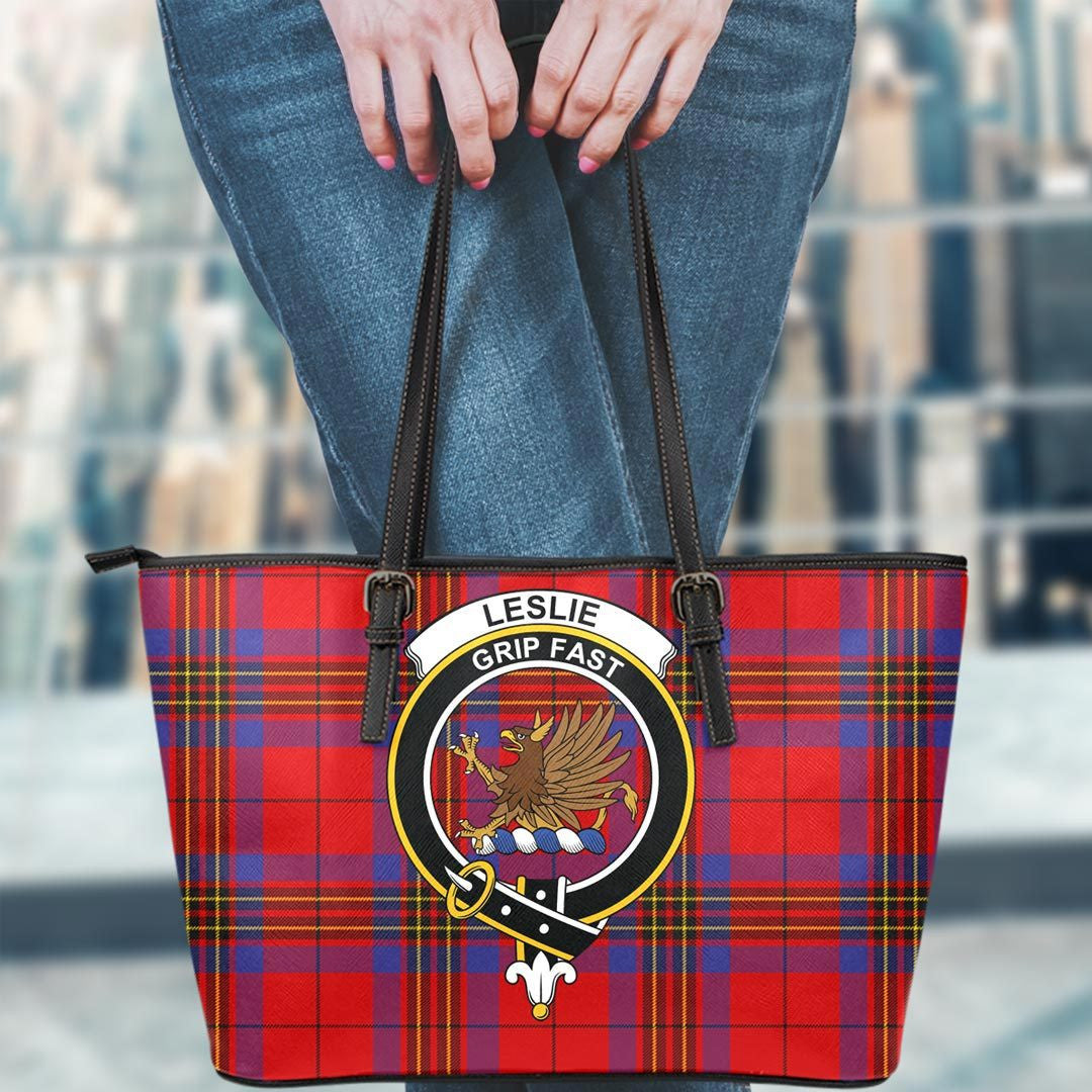 Leslie Modern Tartan Crest Leather Tote