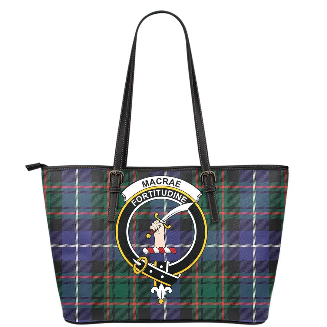 MacRae Hunting Modern Tartan Crest Leather Tote