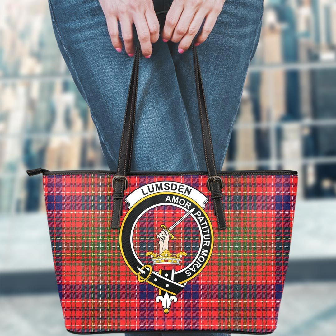 Lumsden Modern Tartan Crest Leather Tote