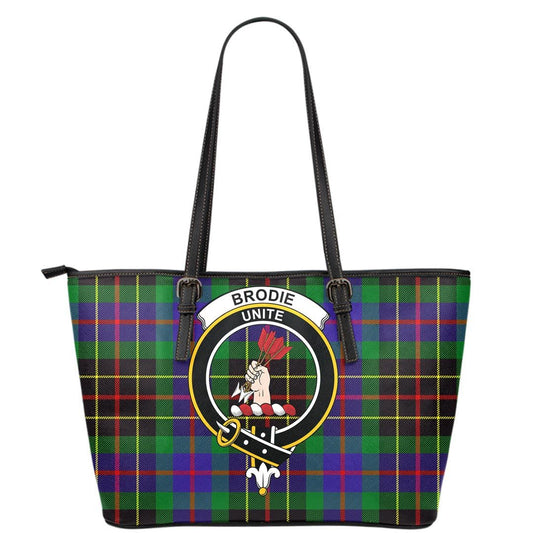 Brodie Hunting Modern Tartan Crest Leather Tote