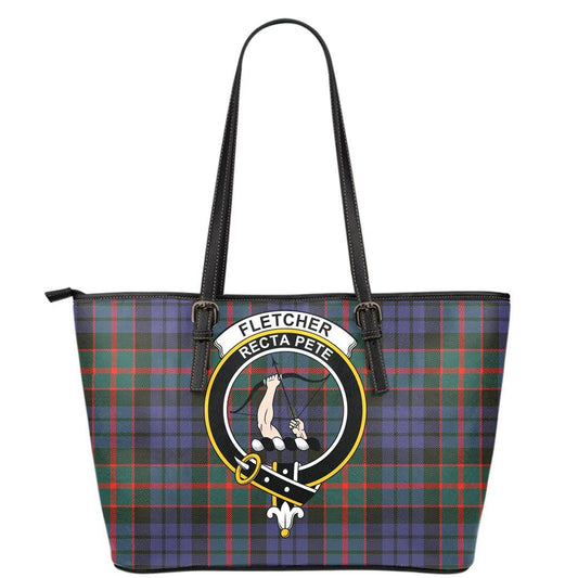 Fletcher of Dunans Tartan Crest Leather Tote