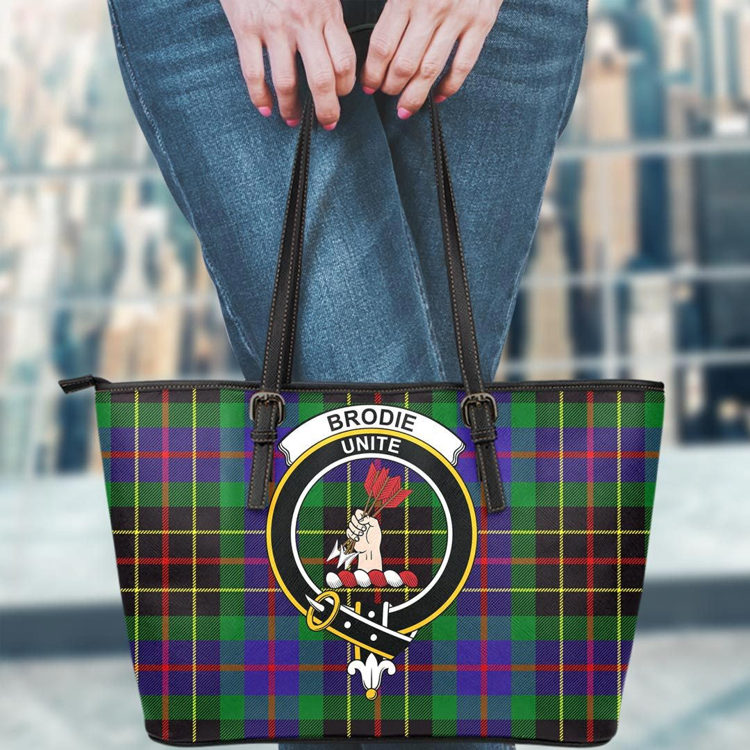 Brodie Hunting Modern Tartan Crest Leather Tote