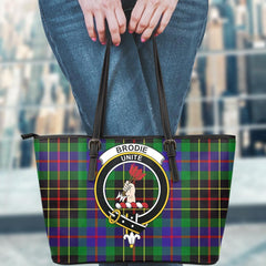 Brodie Hunting Modern Tartan Crest Leather Tote