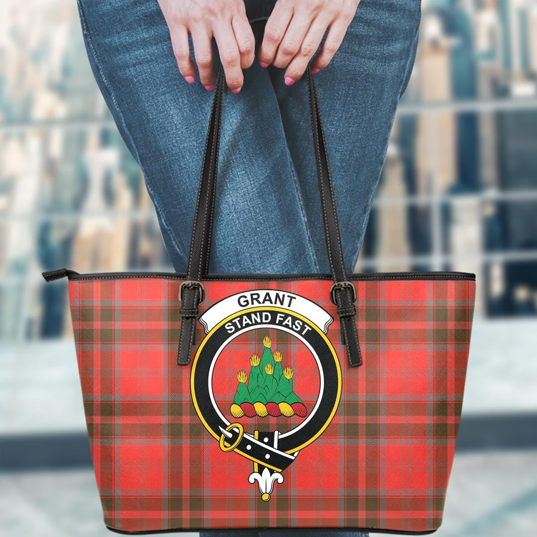 Grant Weathered Tartan Crest Leather Tote