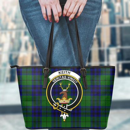 Keith Modern Tartan Crest Leather Tote