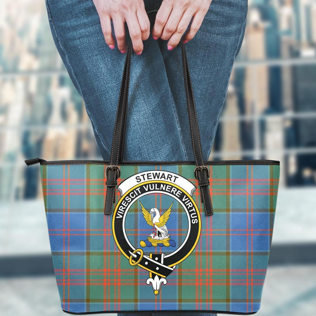 Stewart of Appin Hunting Ancient Tartan Crest Leather Tote