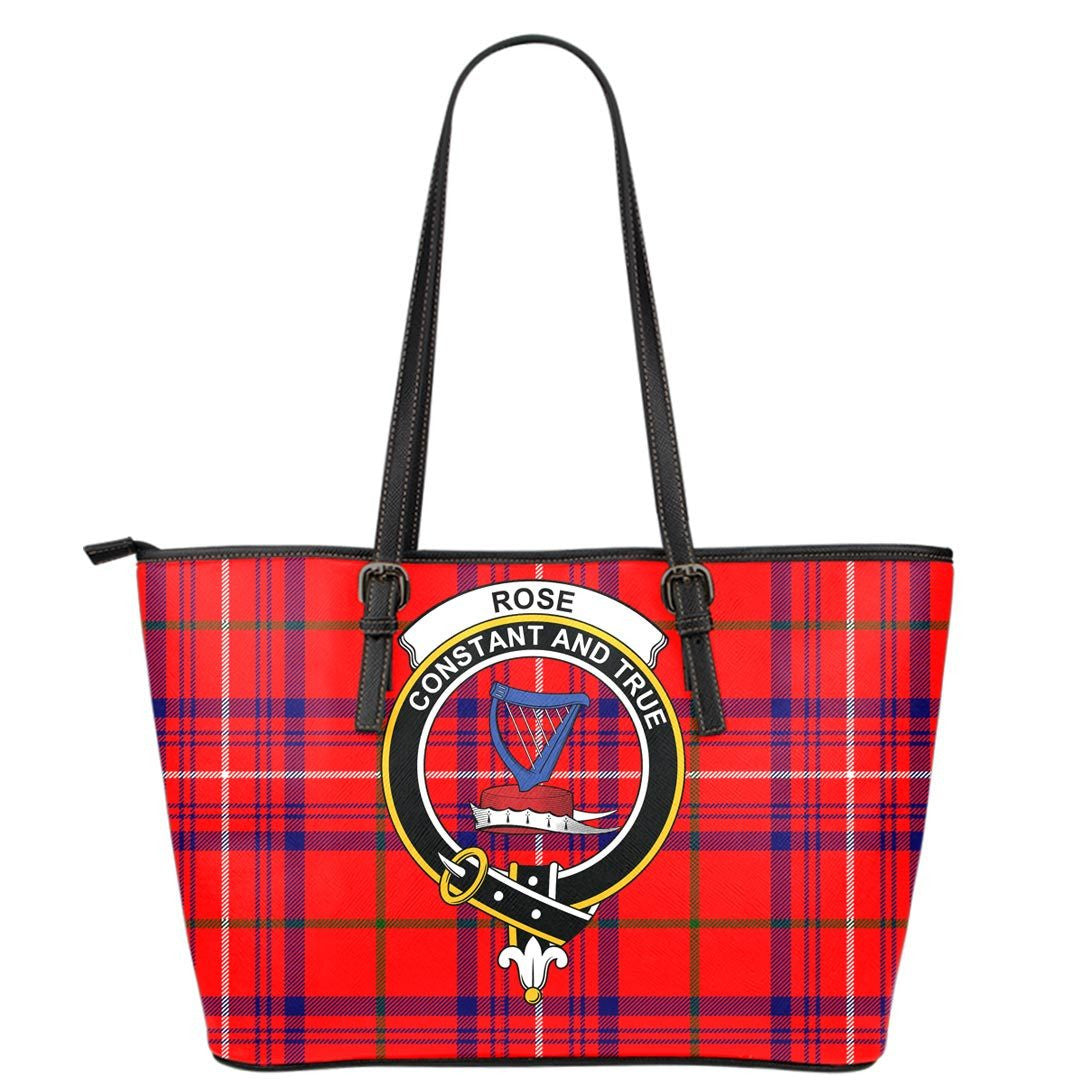 Rose Modern Tartan Crest Leather Tote