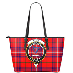 Rose Modern Tartan Crest Leather Tote