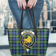 Campbell Argyll Ancient Tartan Crest Leather Tote