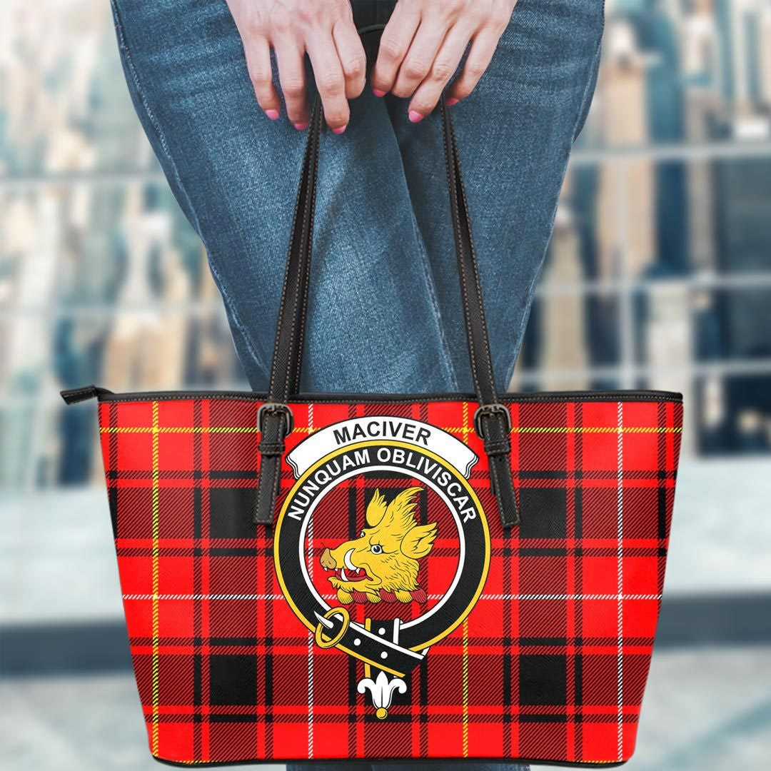 MacIver Modern Tartan Crest Leather Tote