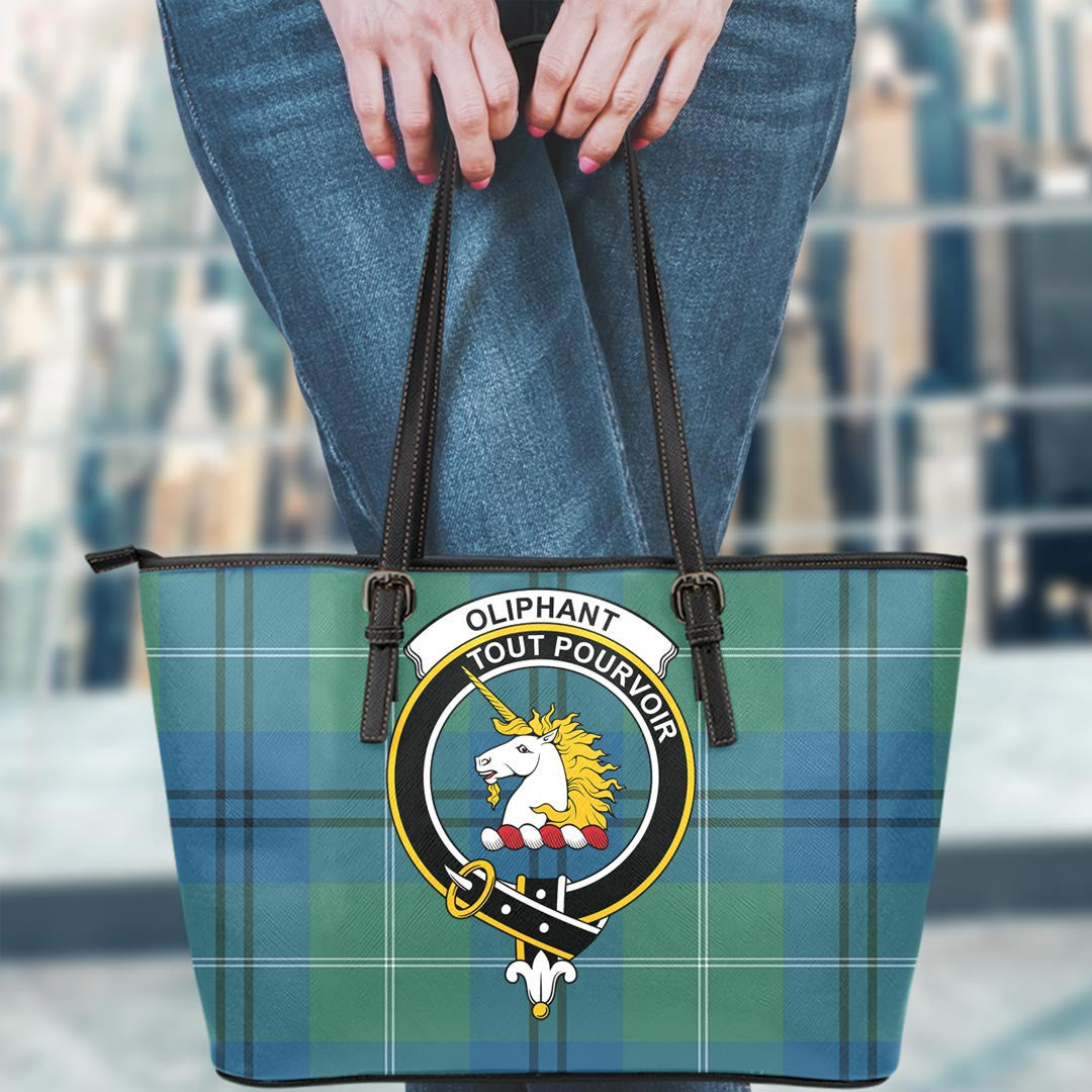 Oliphant Ancient Tartan Crest Leather Tote