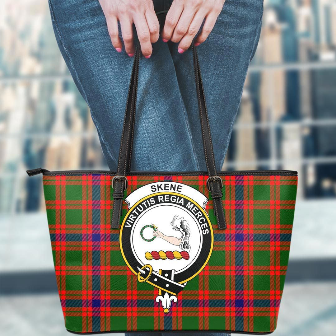 Skene Modern Tartan Crest Leather Tote
