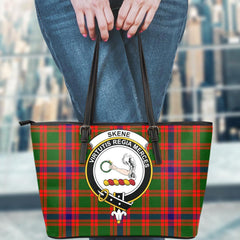 Skene Modern Tartan Crest Leather Tote