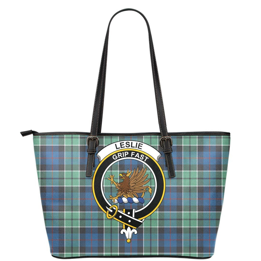 Leslie Hunting Tartan Crest Leather Tote