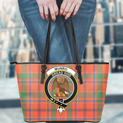 Munro Ancient Tartan Crest Leather Tote