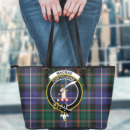 MacRae Hunting Modern Tartan Crest Leather Tote