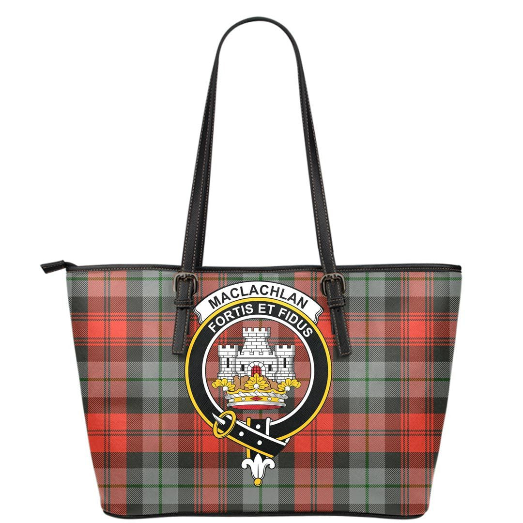 MacLachlan Weathered Tartan Crest Leather Tote