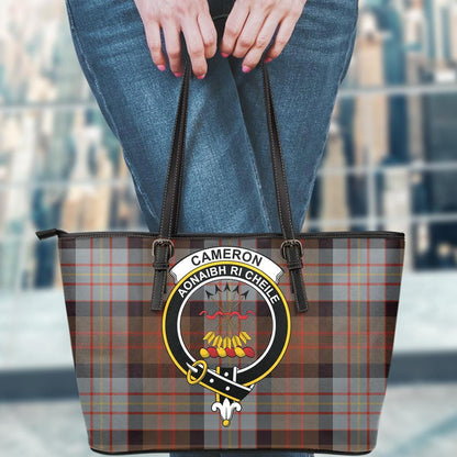 Cameron of Erracht Weathered Tartan Crest Leather Tote