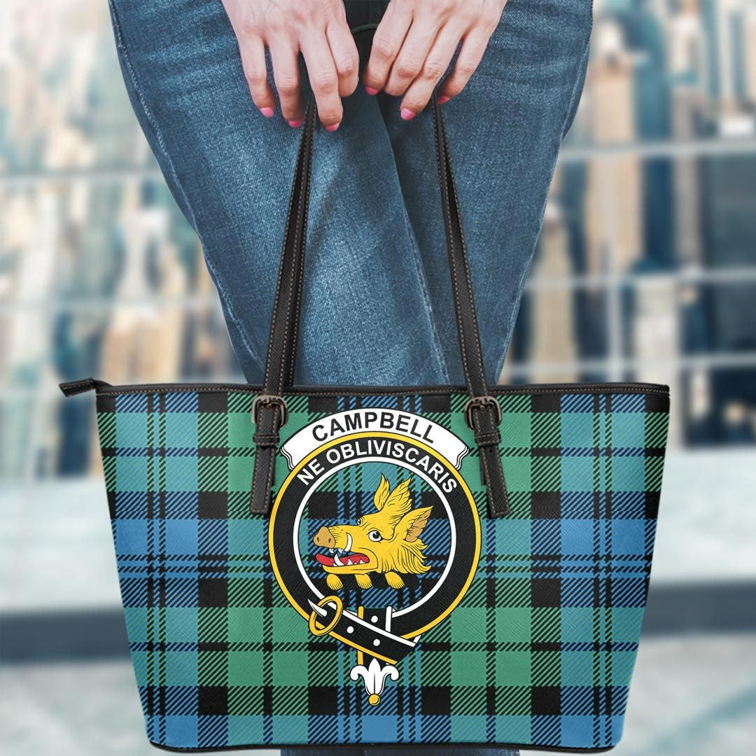 Campbell Ancient 01 Tartan Crest Leather Tote