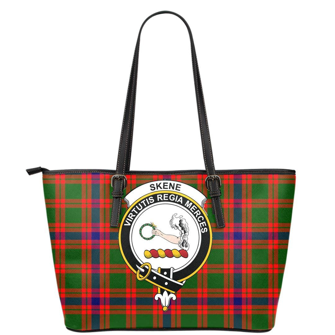 Skene Modern Tartan Crest Leather Tote
