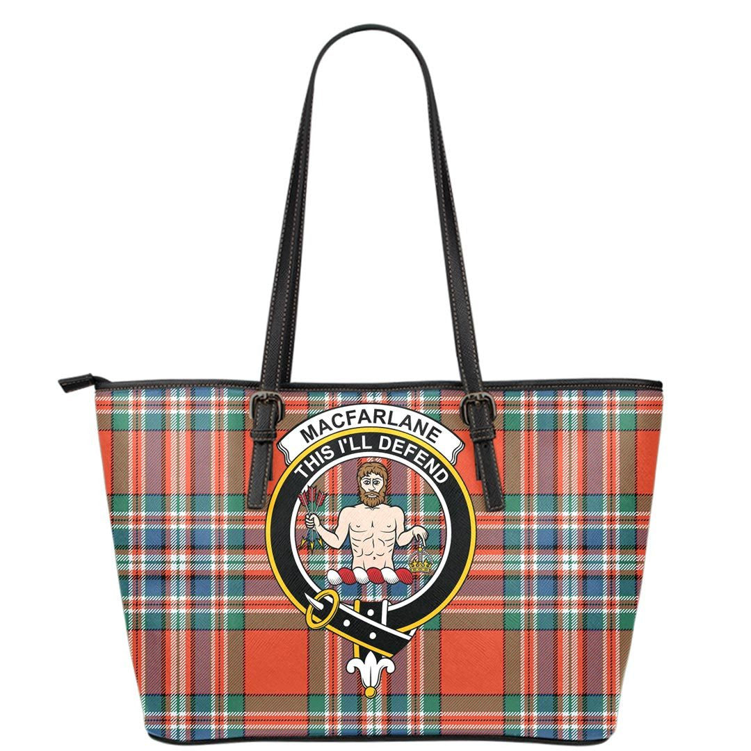 MacFarlane Ancient Tartan Crest Leather Tote