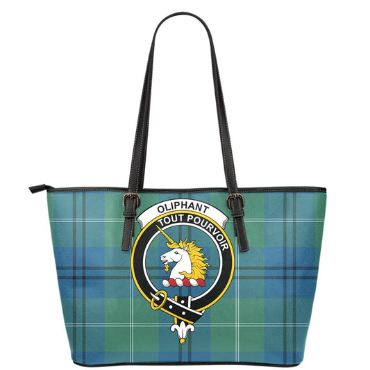 Oliphant Ancient Tartan Crest Leather Tote