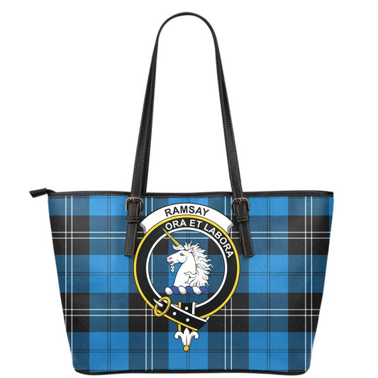 Ramsay Blue Ancient Tartan Crest Leather Tote