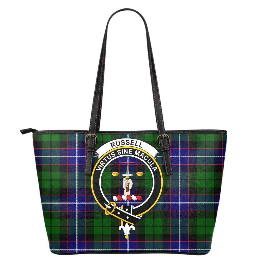 Russell Modern Tartan Crest Leather Tote