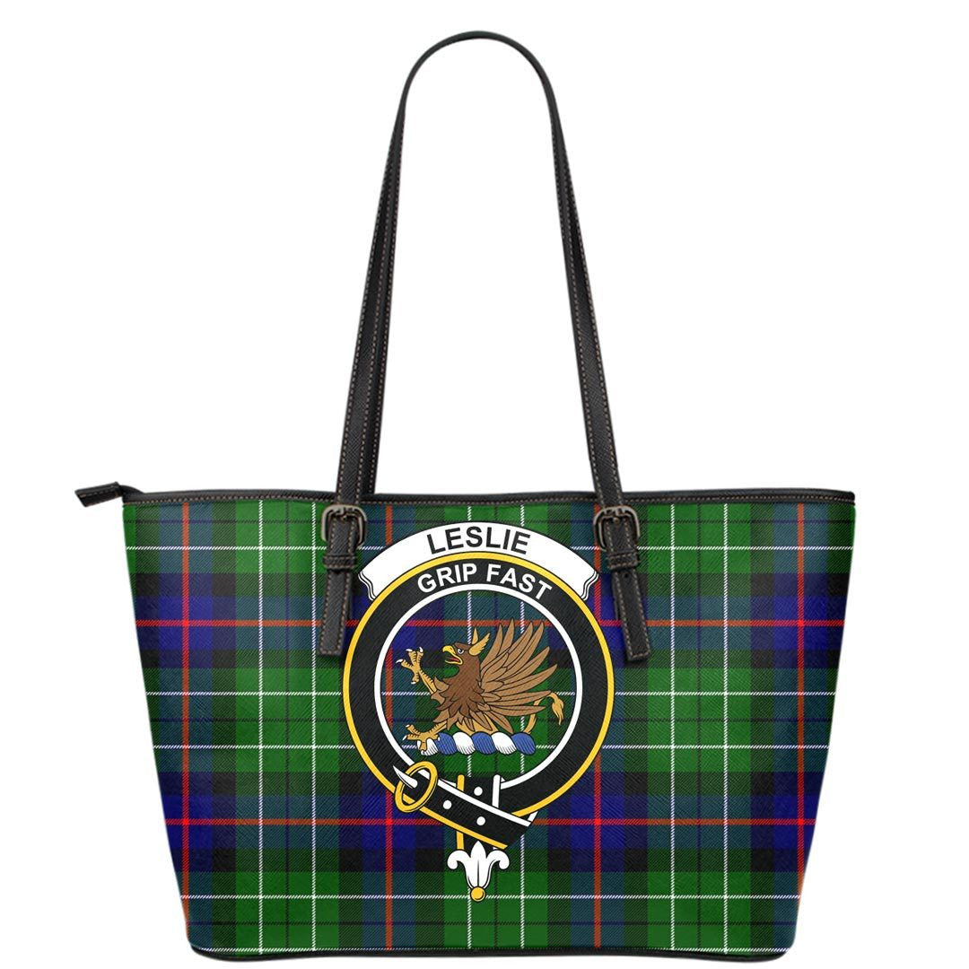 Leslie Hunting Ancient Tartan Crest Leather Tote