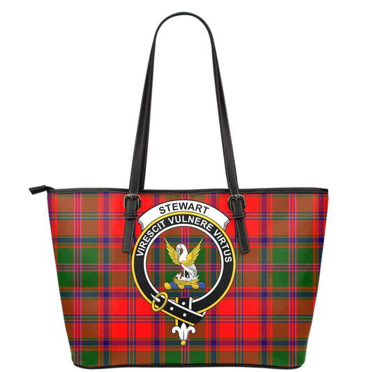 Stewart of Appin Modern Tartan Crest Leather Tote