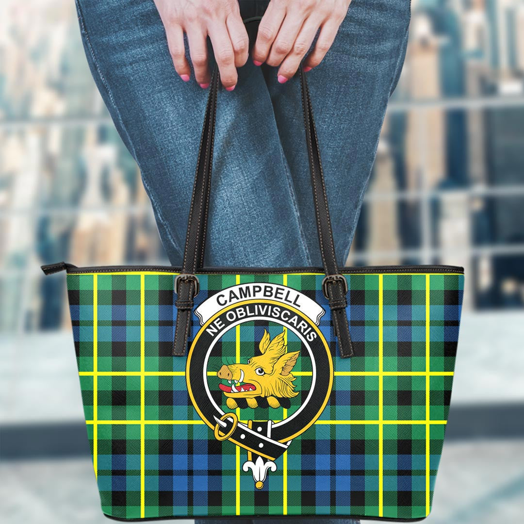 Campbell of Breadalbane Ancient Tartan Crest Leather Tote