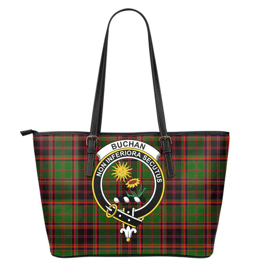 Buchan Modern Tartan Crest Leather Tote