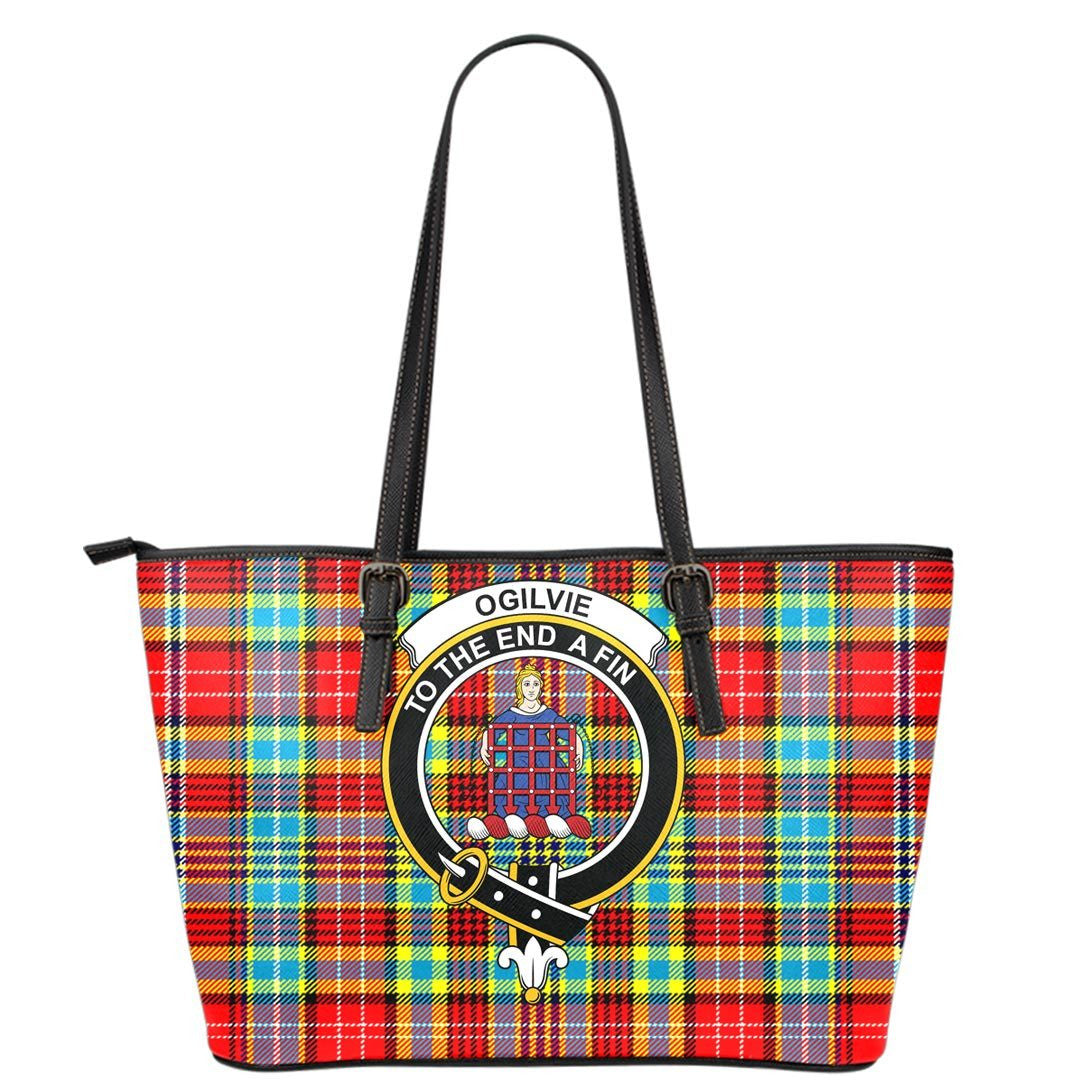 Ogilvie Hunting Ancient Tartan Crest Leather Tote