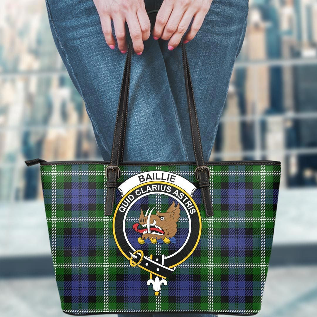 Baillie Modern Tartan Crest Leather Tote