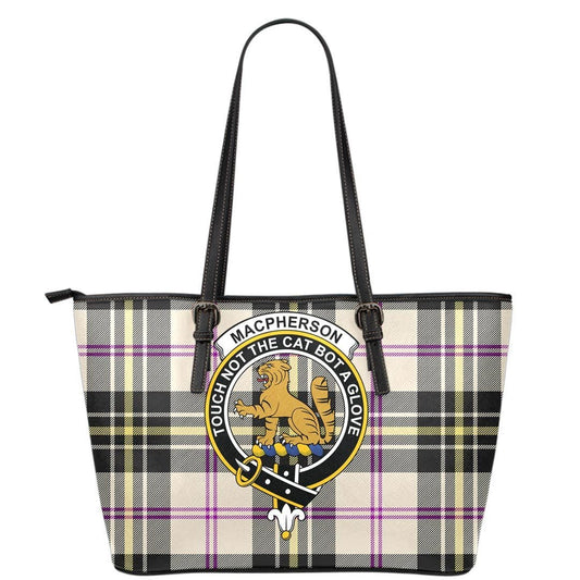 MacPherson Dress Ancient Tartan Crest Leather Tote