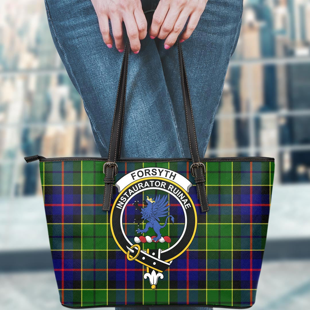 Forsyth Modern Tartan Crest Leather Tote