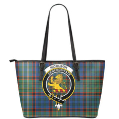 Nicolson Hunting Ancient Tartan Crest Leather Tote