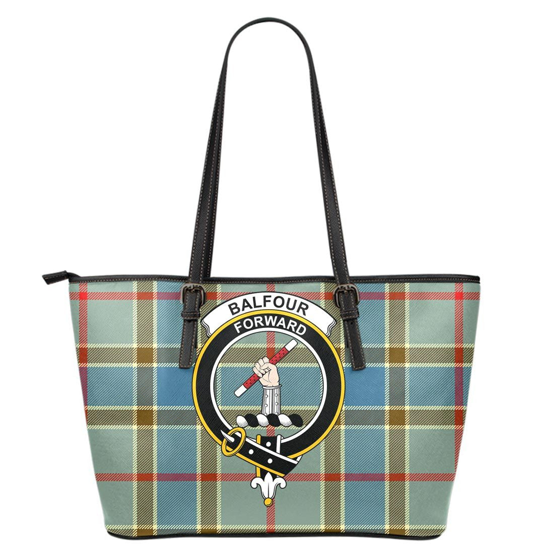 Balfour Blue Tartan Crest Leather Tote