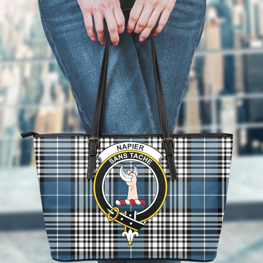 Napier Modern Tartan Crest Leather Tote