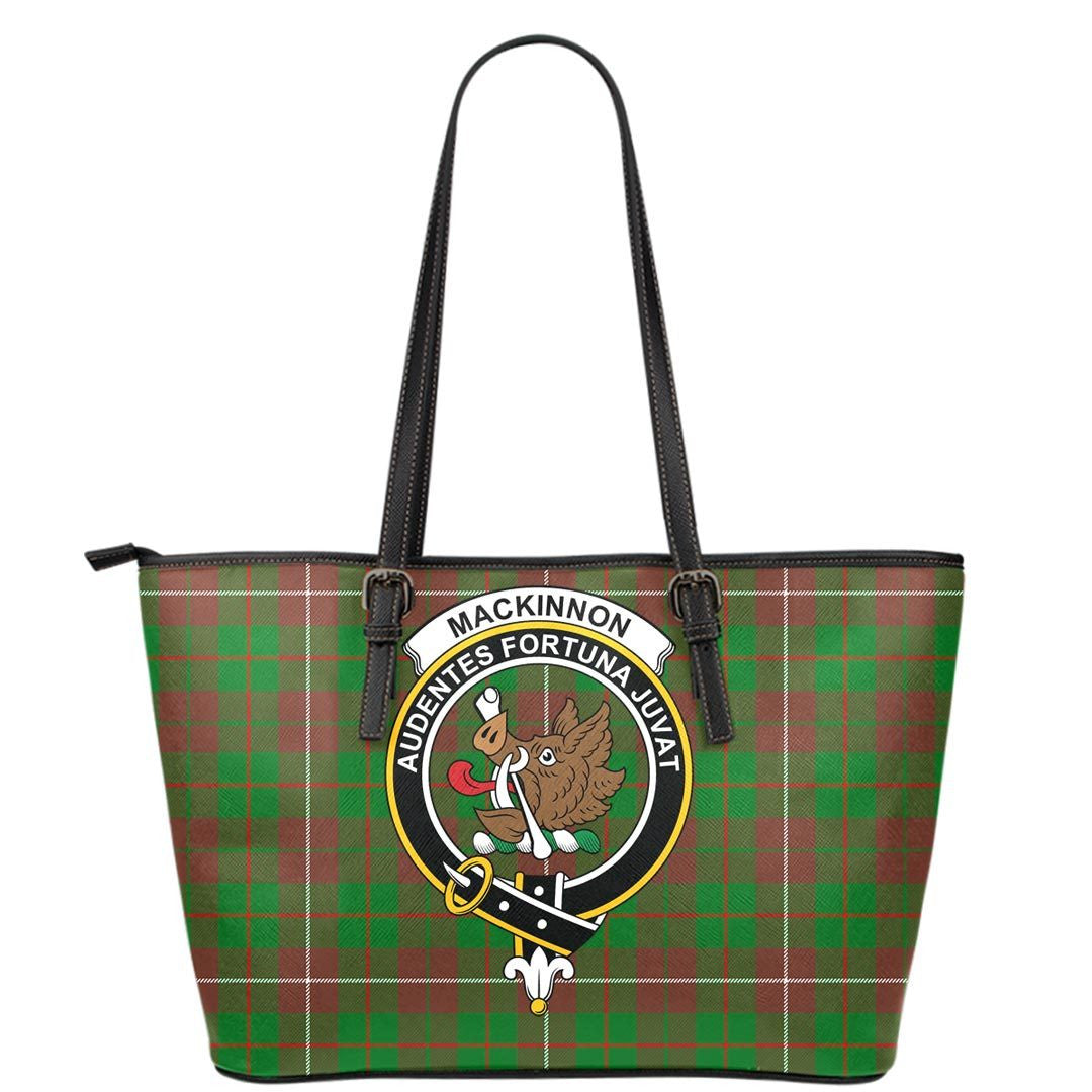 MacKinnon Hunting Modern Tartan Crest Leather Tote