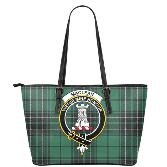 MacLean Hunting Tartan Crest Leather Tote