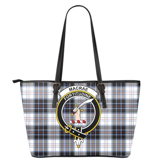 MacRae Dress Modern Tartan Crest Leather Tote