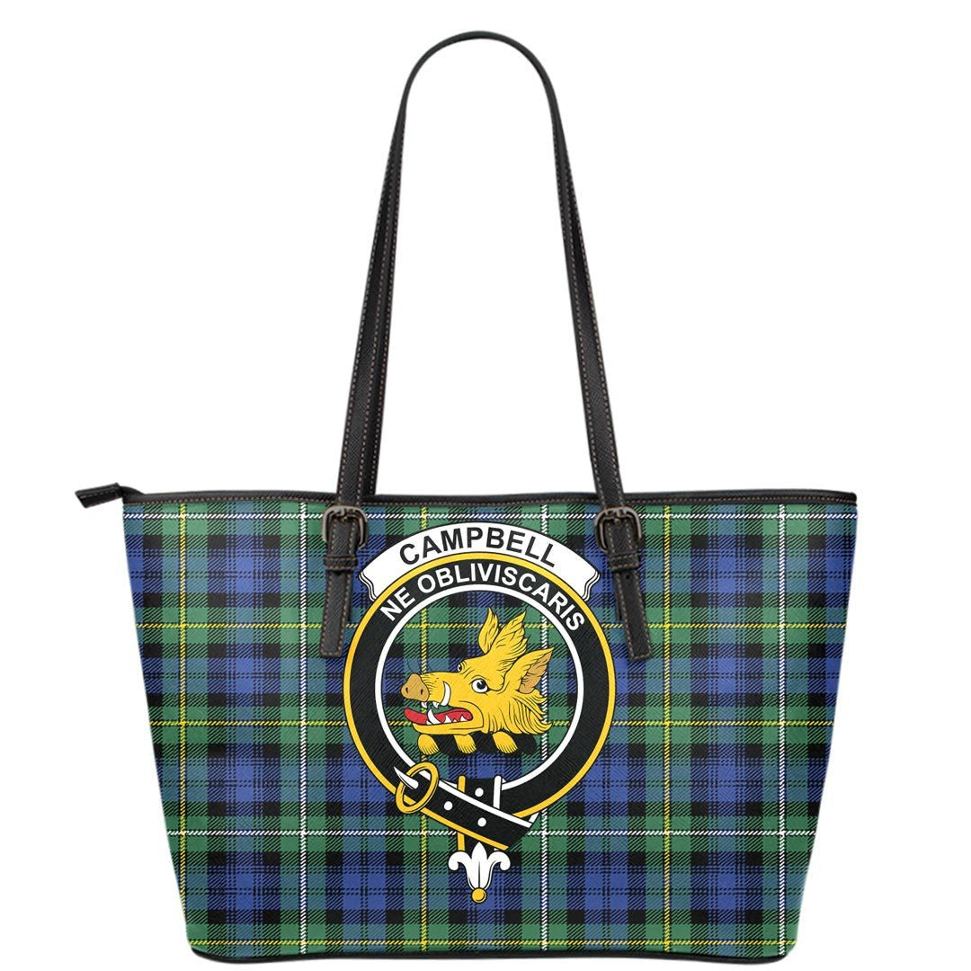 Campbell Argyll Ancient Tartan Crest Leather Tote