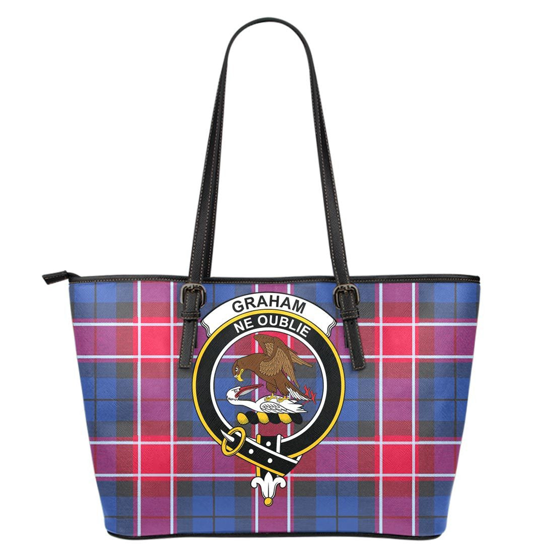 Graham of Menteith Red Tartan Crest Leather Tote