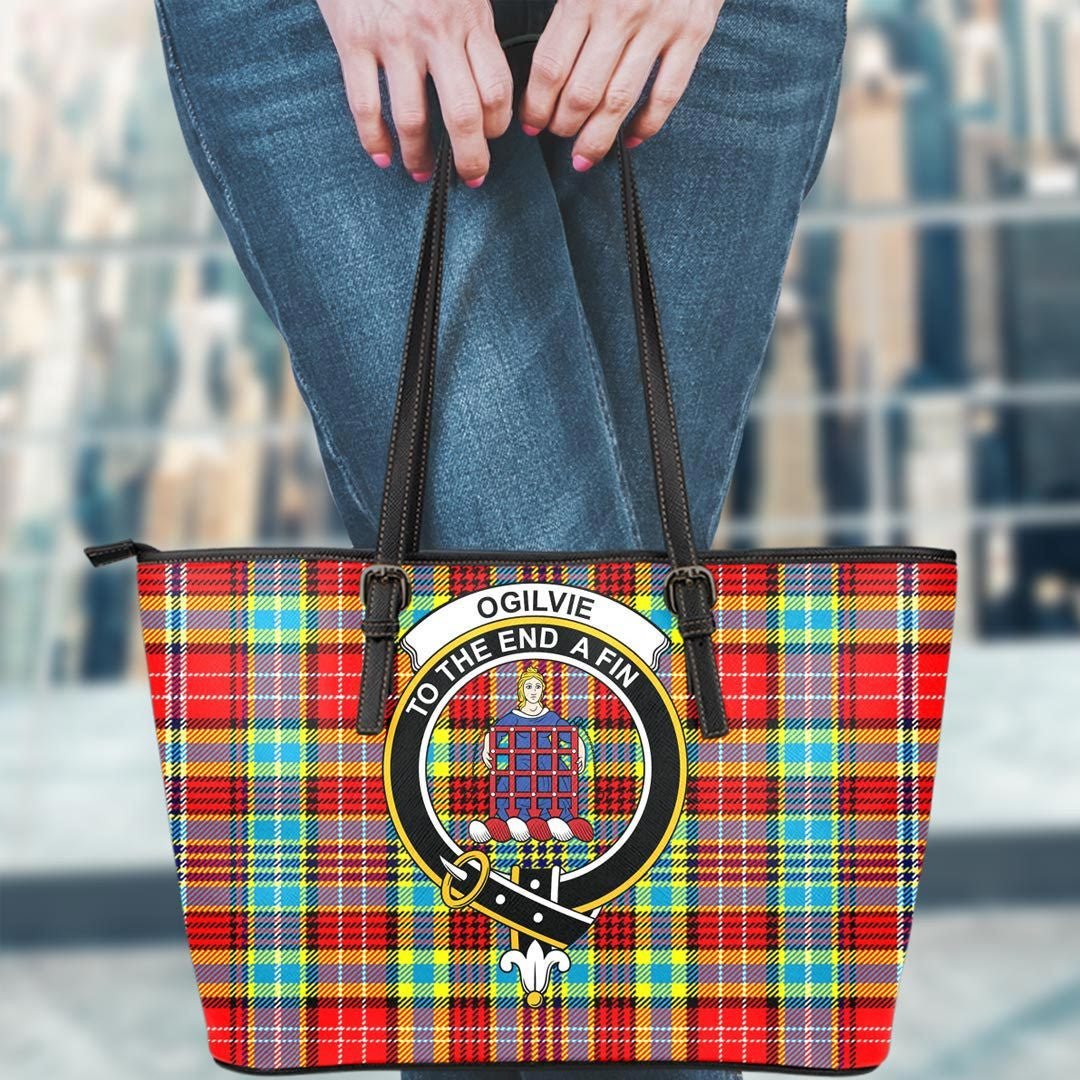 Ogilvie Hunting Ancient Tartan Crest Leather Tote