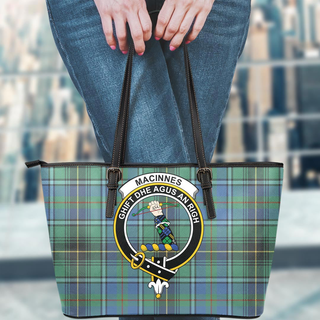 MacInnes Ancient Tartan Crest Leather Tote