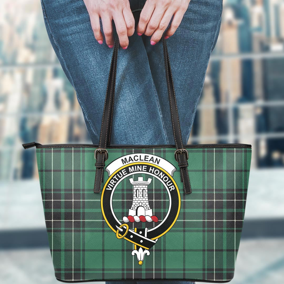 MacLean Hunting Tartan Crest Leather Tote