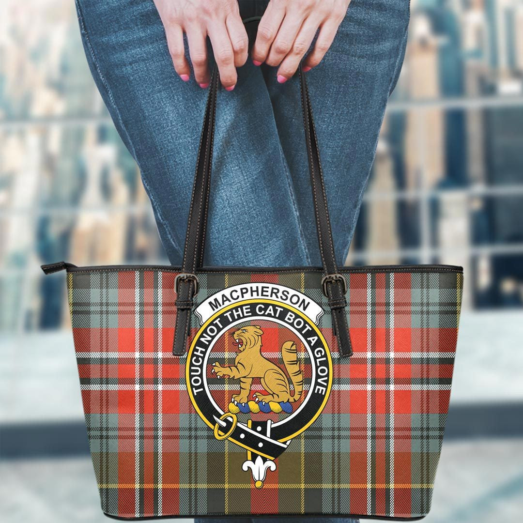 MacPherson Weathered Tartan Crest Leather Tote