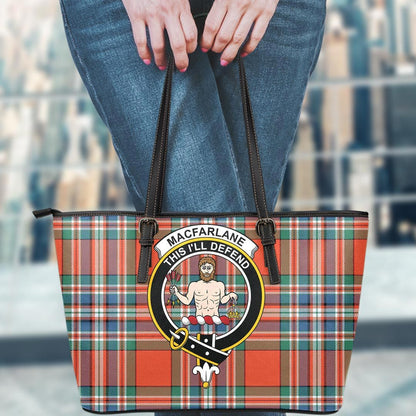 MacFarlane Ancient Tartan Crest Leather Tote