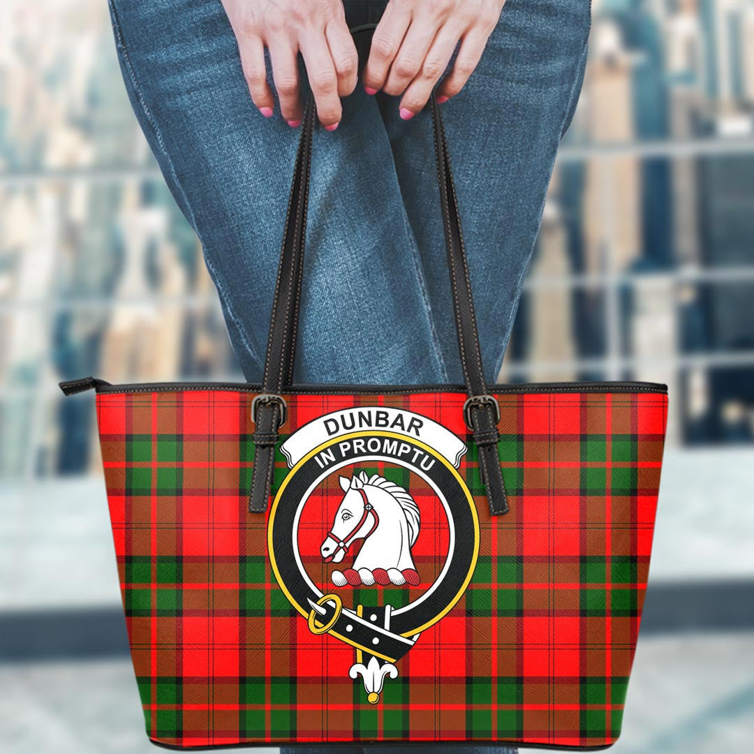 Dunbar Modern Tartan Crest Leather Tote